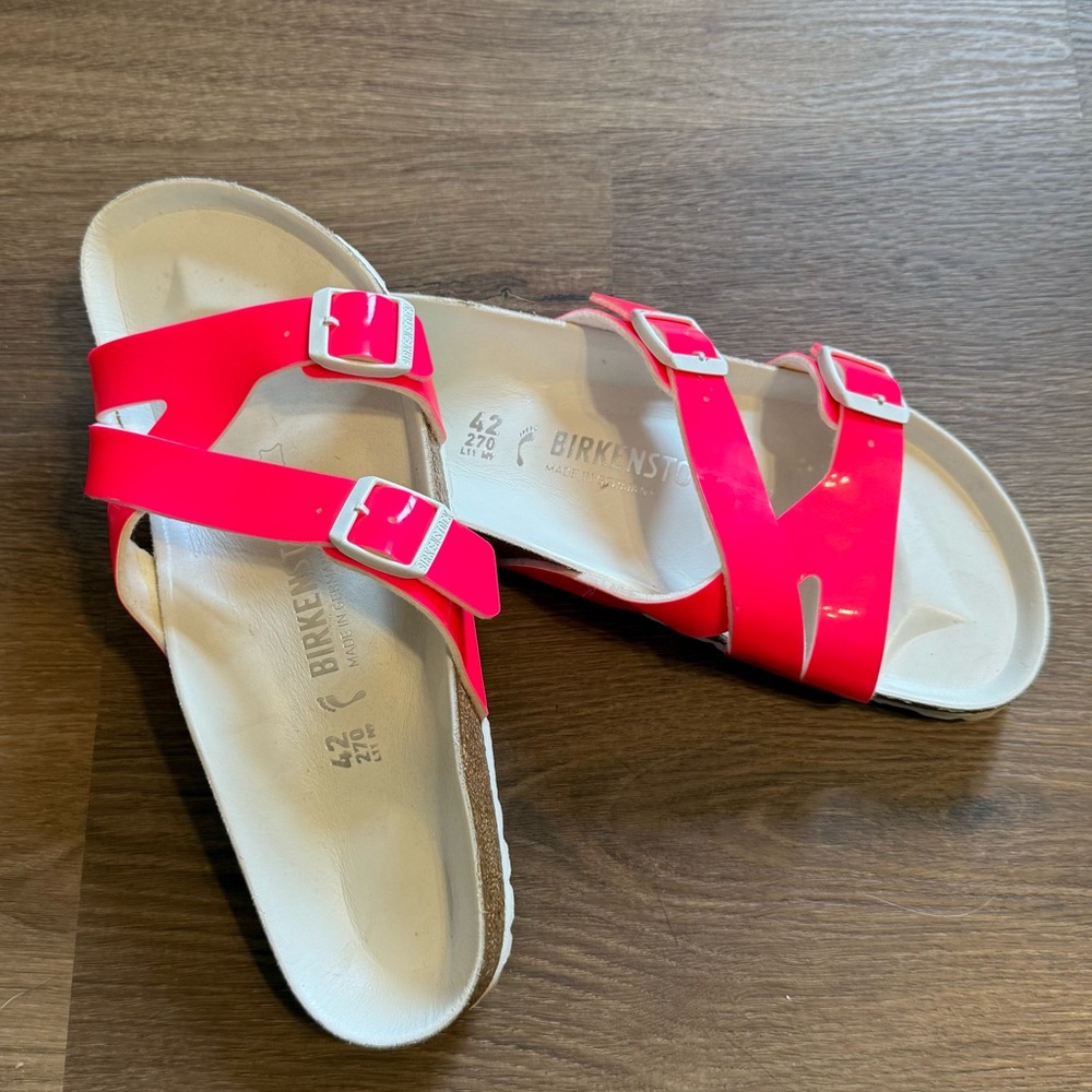 NWOT Birkenstock Neon Pink Double Strap Sandals